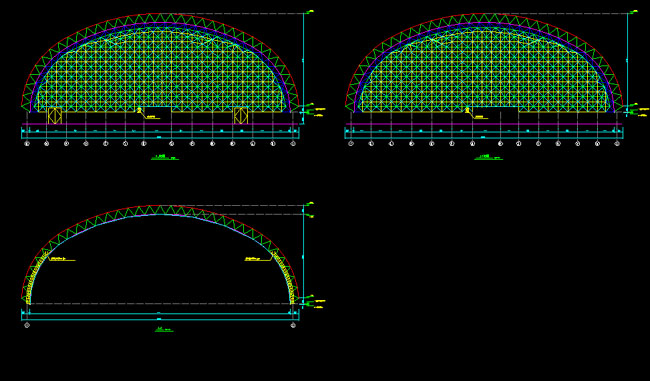 大庆跨度110米，拱高35_7米煤棚网架
